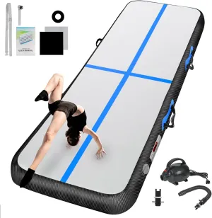 Inflatable Gymnastics Mat 10ft/13ft/16ft/20ft/ Air Tumbling Track Mats 4/8 inches Thick for Home Use/Training/Cheerleading/Yoga/Water with Pump