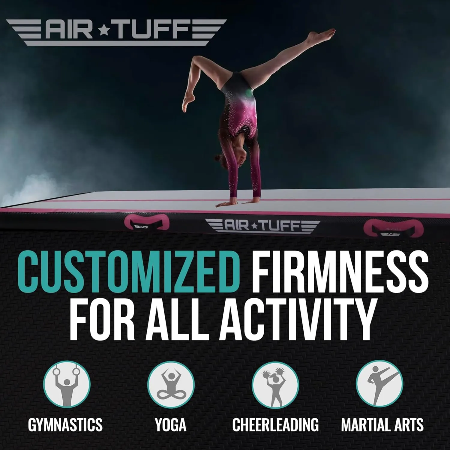 Inflatable Gymnastics Mat | Air Tumbling Track with Electric Pump for Home Gym, Yoga, Cheer, Gymnastics Equipment | Includes Mat Bag | Perfect for Kids and Adults, Indoor and Outdoor Use