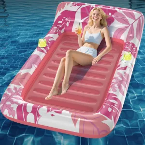 Inflatable Pool Floats Adult, 2 Pack Floating Lounge Chairs with Cup Holders, Heavy Duty Blow Up Pool Floats Chair for Summer Water Fun, Beach, Lake, or Pool Party