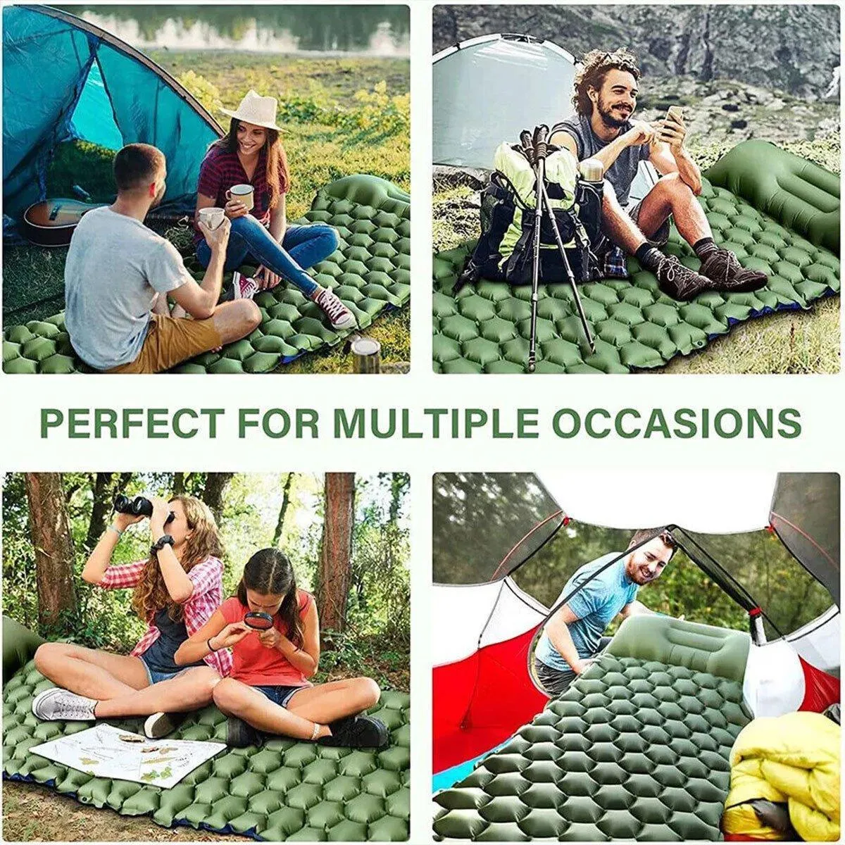 Inflatable Sleeping Mat Portable Airbed Camping Hiking Moisture Resistant Pad