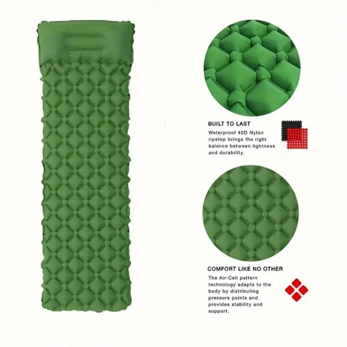 Inflatable Sleeping Mat Portable Airbed Camping Hiking Moisture Resistant Pad