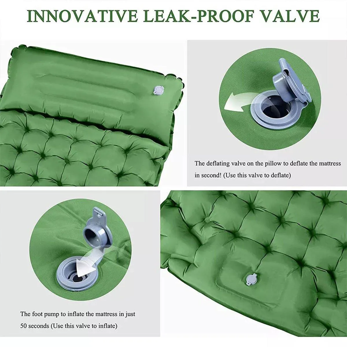 Inflatable Sleeping Mat Portable Airbed Camping Hiking Moisture Resistant Pad