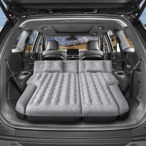 Inflatable SUV Air Mattress: Double-Sided Flocking Car Mattresses for Back SUV, Travel Camping SUV Sleeping Bed Mattress with Air Pump 2 Pillows