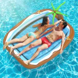 Inflatable Tanning Pool Lounger Float, 79" x 63" Extra Large Suntan Tub Pool Floats for Adults, 4 in 1 Blow Up Kiddie Pool Kids Ball Pit Pool-Perfect for Backyard, Pool, or Beach
