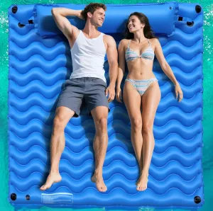 Inflatable Tanning Pool Lounger Float, Pool Float Mat for Adults with Non-Slip Wave Pattern and Headrest, Inflatable Float Mat for Swimming Pool Beach Lake for Summer Water Party