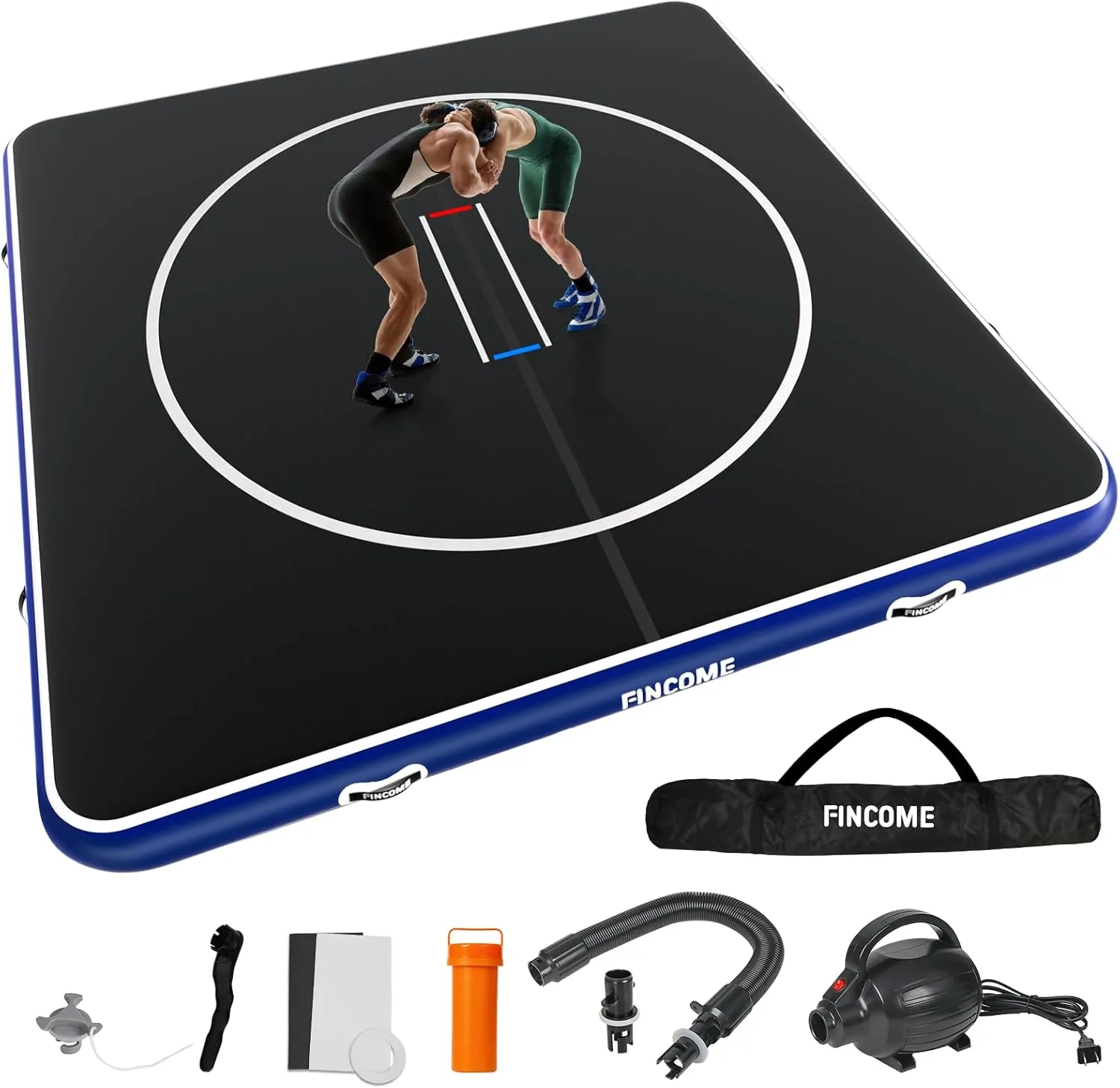 Inflatable Wrestling Mat 16ft/13ft/10ft, 4" Thick Foldable Jiu Jitsu Mats Wrestling Mats for Home Outdoor Indoor, Waterproof PVC Mat for Gymnastics, BJJ, MMA, Grappling, Judo, Boxing