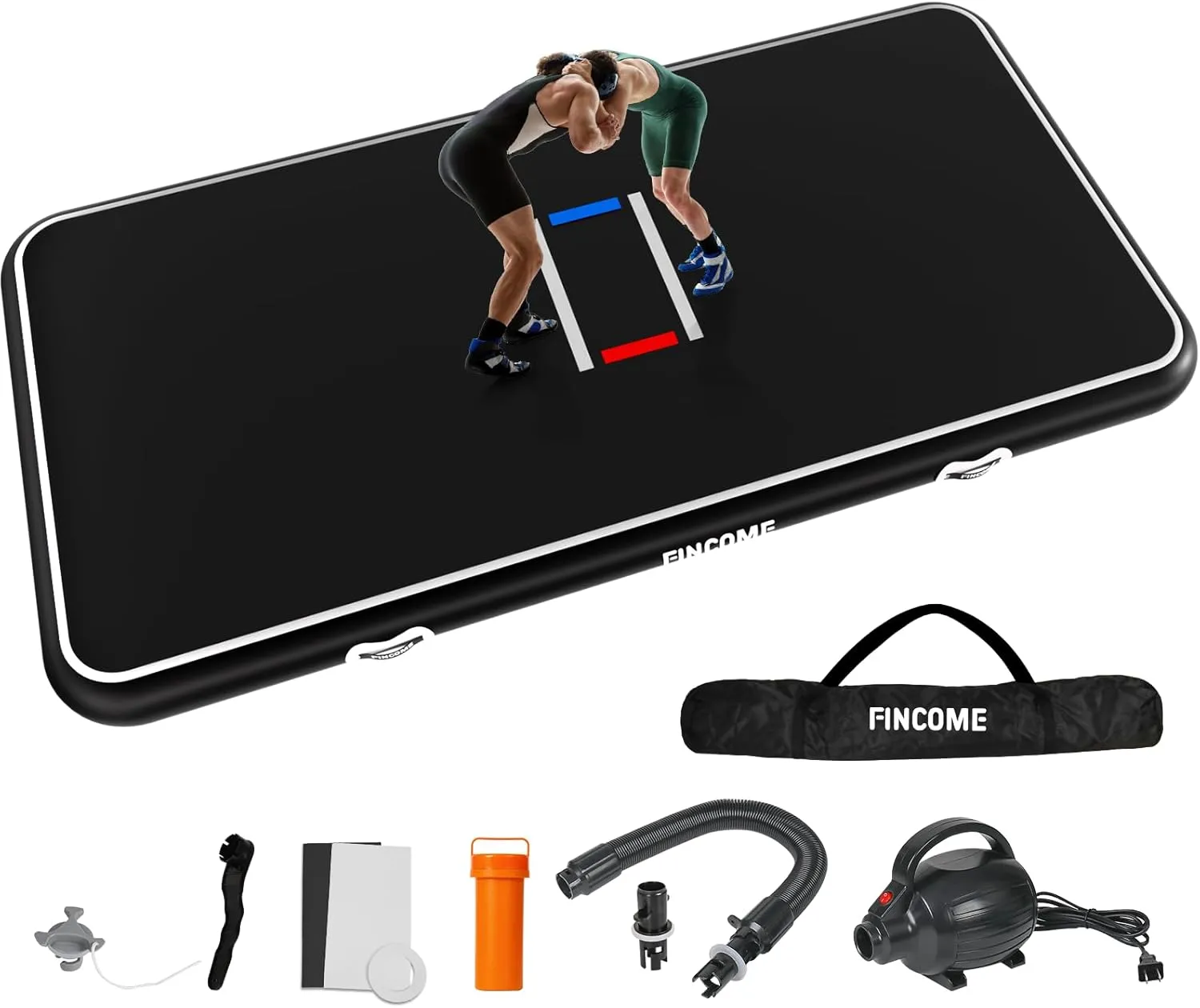 Inflatable Wrestling Mat 16ft/13ft/10ft, 4" Thick Foldable Jiu Jitsu Mats Wrestling Mats for Home Outdoor Indoor, Waterproof PVC Mat for Gymnastics, BJJ, MMA, Grappling, Judo, Boxing