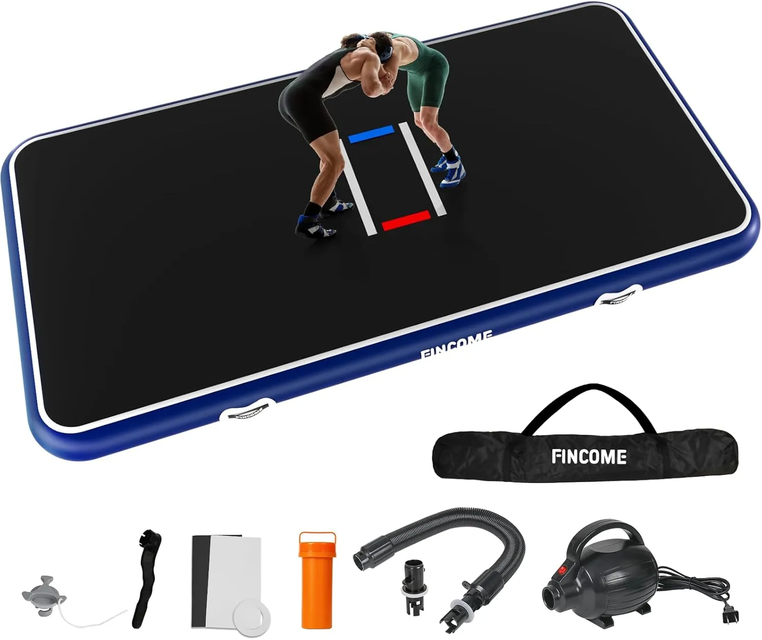Inflatable Wrestling Mat 16ft/13ft/10ft, 4" Thick Foldable Jiu Jitsu Mats Wrestling Mats for Home Outdoor Indoor, Waterproof PVC Mat for Gymnastics, BJJ, MMA, Grappling, Judo, Boxing