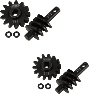 INJORA Axle Gear Overdrive Worm Differential 13T 14T Steel Gear Upgrade Parts for AX24 Axial SCX24 C10 JLU Gladiator Bronco 1/24 RC Crawler Car, 2PCS