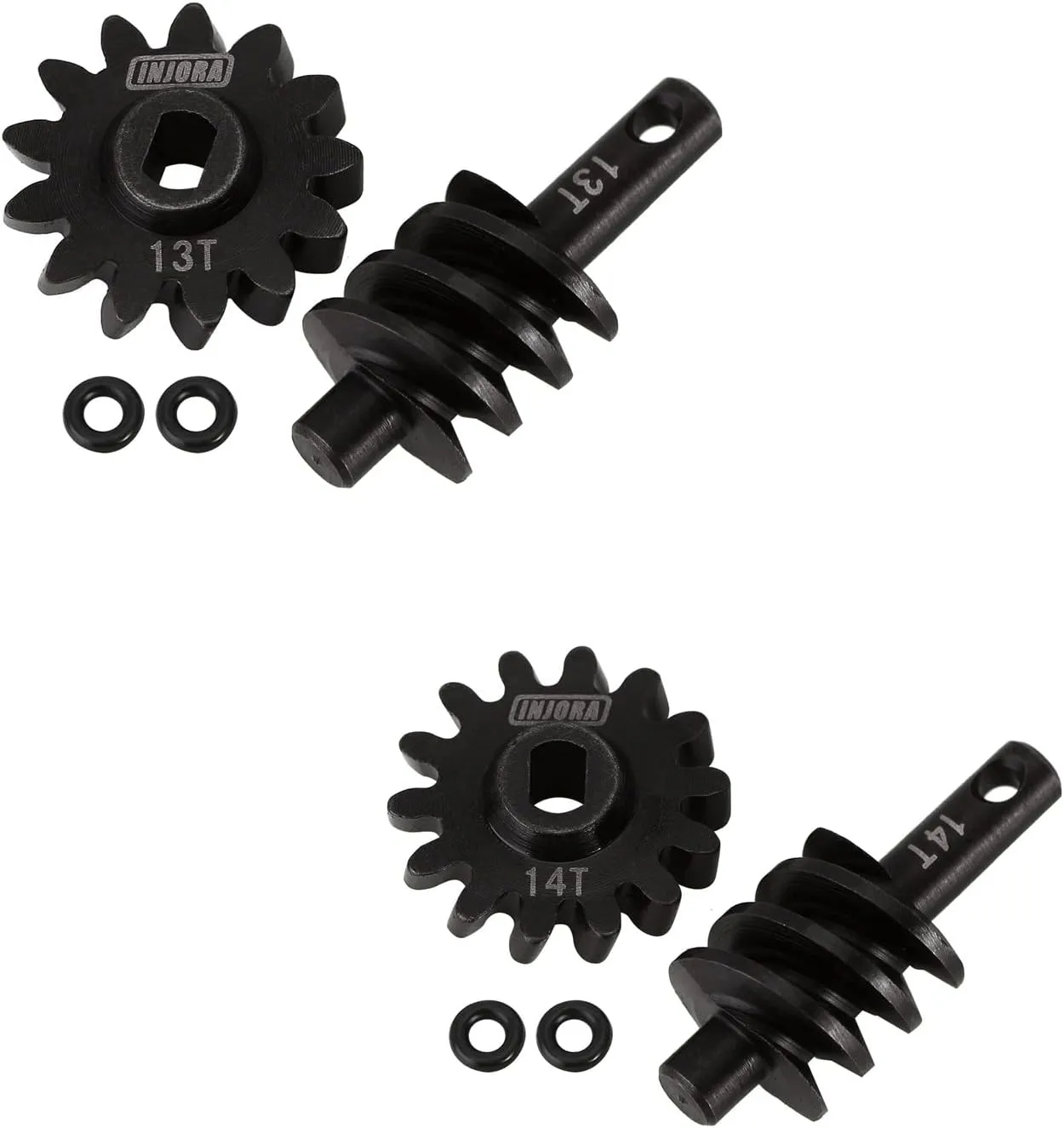 INJORA Axle Gear Overdrive Worm Differential 13T 14T Steel Gear Upgrade Parts for AX24 Axial SCX24 C10 JLU Gladiator Bronco 1/24 RC Crawler Car, 2PCS