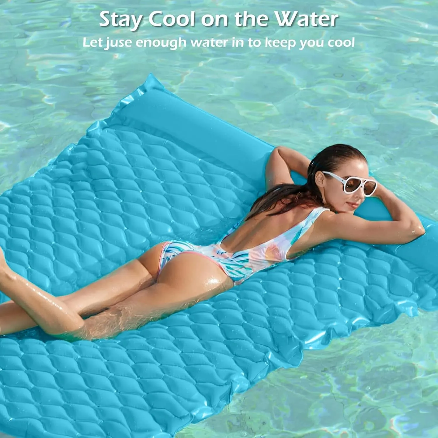 Jasonwell Floating Mat Pool Floats - Giant Inflatable Pool Float Lake Raft Lounge Floating Water Mat for Swimming Pool Floatie Lounger Beach Pool Party Toy for Adults & Kids