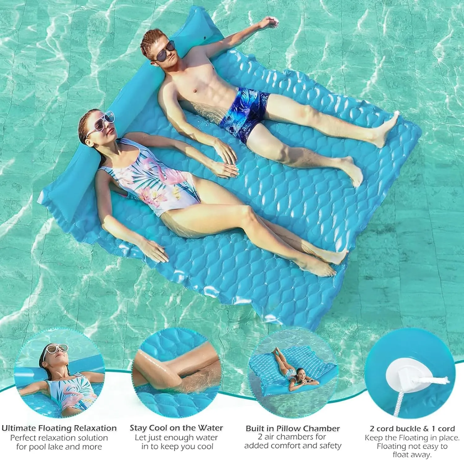 Jasonwell Floating Mat Pool Floats - Giant Inflatable Pool Float Lake Raft Lounge Floating Water Mat for Swimming Pool Floatie Lounger Beach Pool Party Toy for Adults & Kids