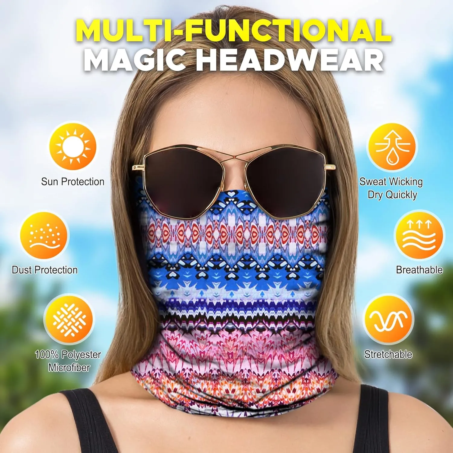 JOEYOUNG Headwear, Bandana, Neck Gaiter Head Wrap Headband Balaclava Magic Scarf