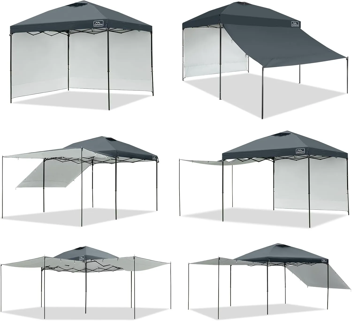 KAMPKEEPER 10x10 Easy Pop Up Canopy Tent with 2 Sidewalls, Instant Outdoor Shade Shelter with 2 PCS Removable 10FT Sun Walls, Quick Setup Waterproof and UV-Resistant for Patio, Camping, Backyard