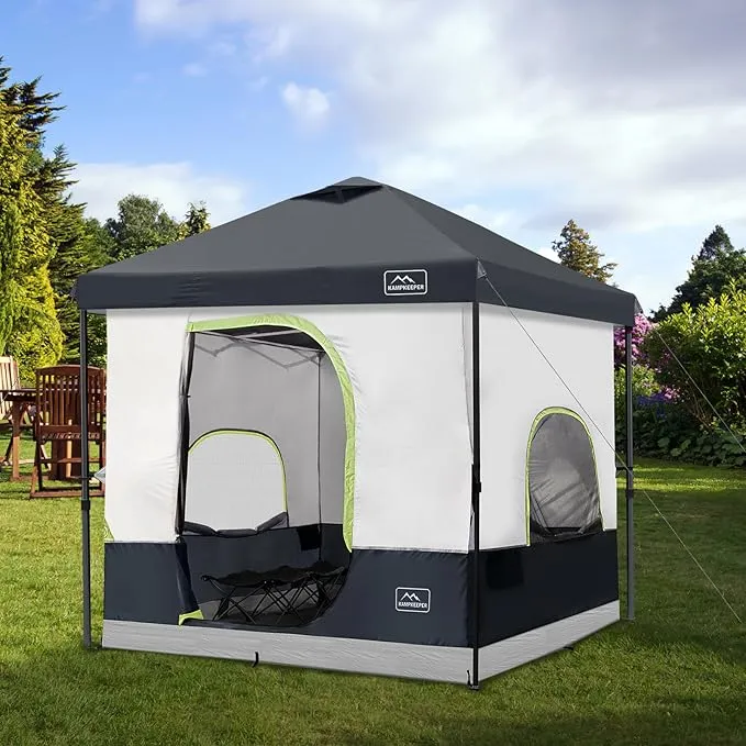 KAMPKEEPER 6 Person Camping Tent, 10x10 Pop Up Canopy Tent with Camping Cube, Converts 10'x10' Straight Leg Canopy into Camping Inner Tent–Fully Vented Roof(Canopy & Frame Included)
