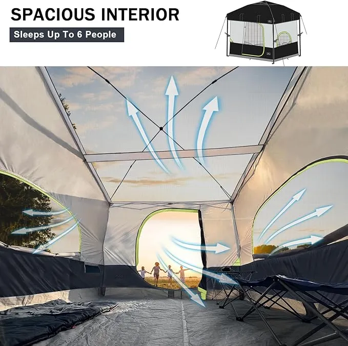 KAMPKEEPER 6 Person Camping Tent, 10x10 Pop Up Canopy Tent with Camping Cube, Converts 10'x10' Straight Leg Canopy into Camping Inner Tent–Fully Vented Roof(Canopy & Frame Included)