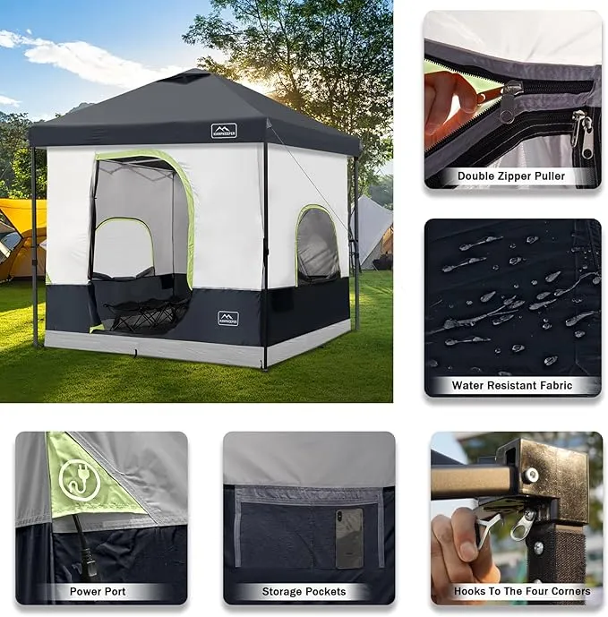 KAMPKEEPER 6 Person Camping Tent, 10x10 Pop Up Canopy Tent with Camping Cube, Converts 10'x10' Straight Leg Canopy into Camping Inner Tent–Fully Vented Roof(Canopy & Frame Included)