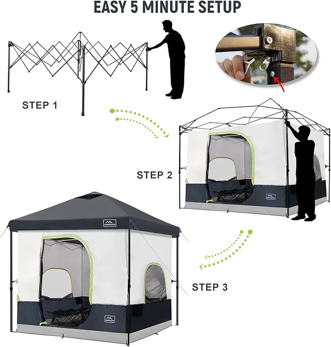 KAMPKEEPER 6 Person Camping Tent, 10x10 Pop Up Canopy Tent with Camping Cube, Converts 10'x10' Straight Leg Canopy into Camping Inner Tent–Fully Vented Roof(Canopy & Frame Included)