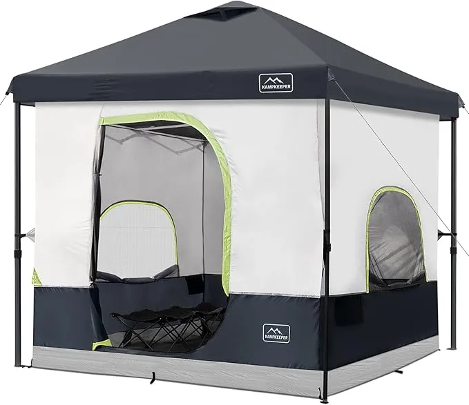 KAMPKEEPER 6 Person Camping Tent, 10x10 Pop Up Canopy Tent with Camping Cube, Converts 10'x10' Straight Leg Canopy into Camping Inner Tent–Fully Vented Roof(Canopy & Frame Included)