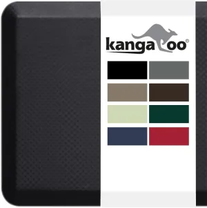 KANGAROO Thick Ergonomic Anti Fatigue Mats for Kitchen Floor, 70x24 Runner, Cushioned Standing Office Desk Mat, Waterproof Scratch Resistant Topside, Supportive All Day Comfort Padded Foam Rugs, Black