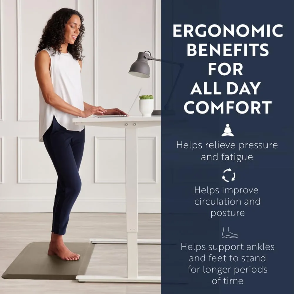 KANGAROO Thick Ergonomic Anti Fatigue Mats for Kitchen Floor, Cushioned Standing Office Desk Mat, Waterproof Scratch Resistant Topside, Supportive All Day Comfort Padded Foam Rugs, 20x32, Beige
