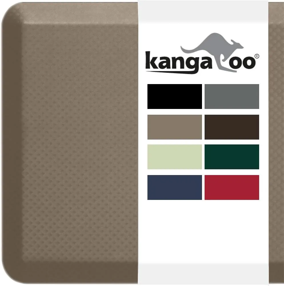 KANGAROO Thick Ergonomic Anti Fatigue Mats for Kitchen Floor, Cushioned Standing Office Desk Mat, Waterproof Scratch Resistant Topside, Supportive All Day Comfort Padded Foam Rugs, 20x32, Beige