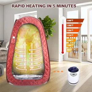 Karpevta Full Size Sauna Tent,Portable Steam Sauna,2.5L 1000W Steam Generator,Steam Sauna Room with Transparent Door Design,Portable Steam Sauna Kit with Remote Control and Foldable Chair, Footpad