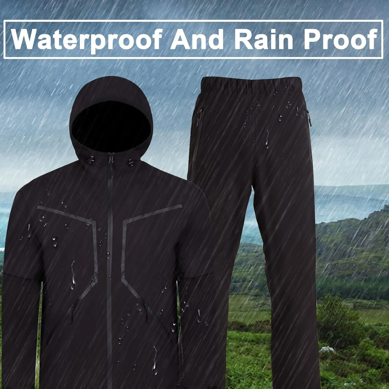 K.E.J. Golf Rain Jacket Waterproof Rain Suits for Men Performance Golf Rain Gear Lightweight Jacket and Pants for All Sports