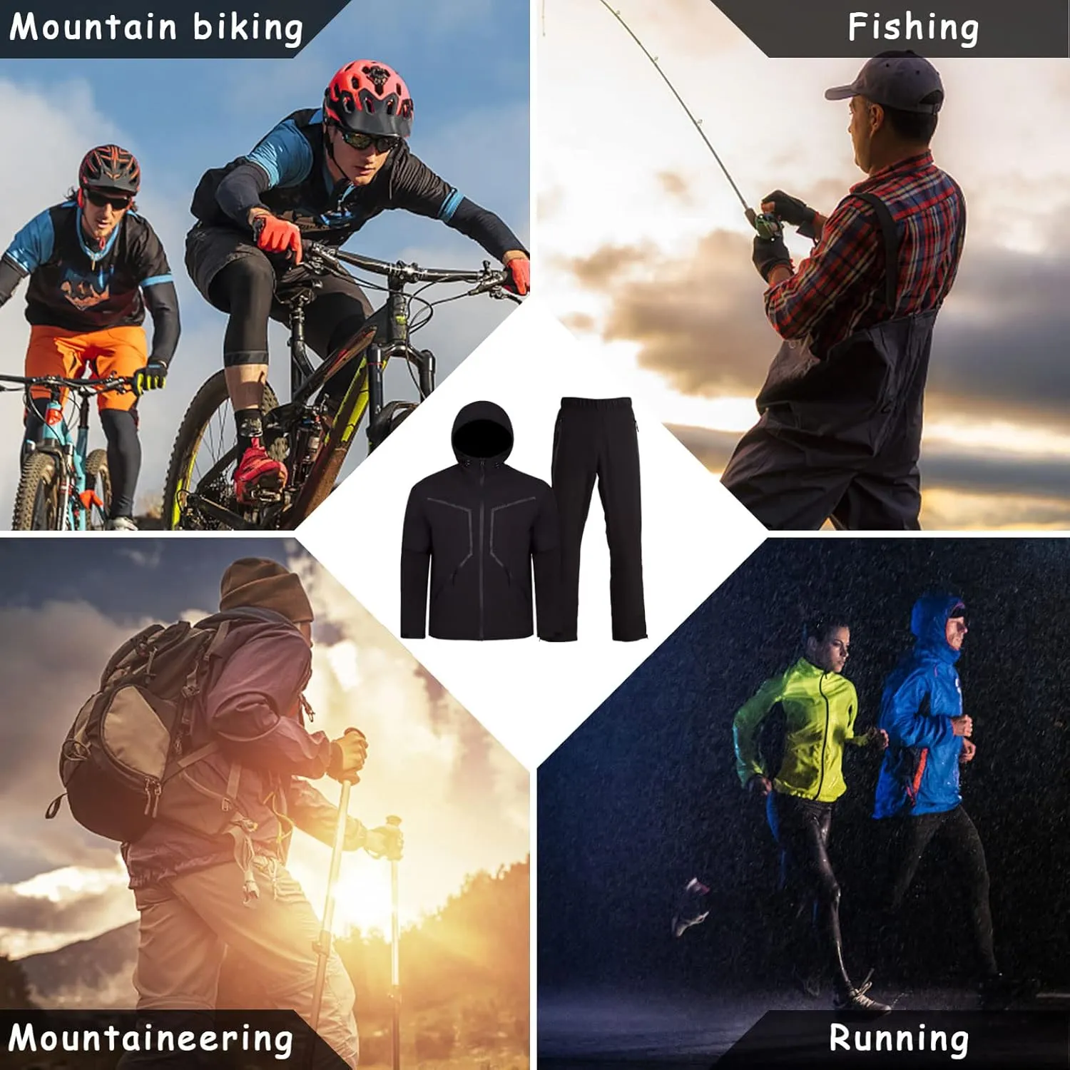K.E.J. Golf Rain Jacket Waterproof Rain Suits for Men Performance Golf Rain Gear Lightweight Jacket and Pants for All Sports