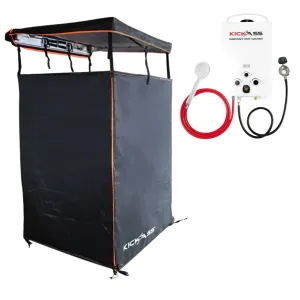 KickAss Black & Orange Shower Tent and 6L Hot Water System Bundle