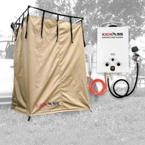KickAss Shower Tent & Change Room with Camping Gas Hot Water