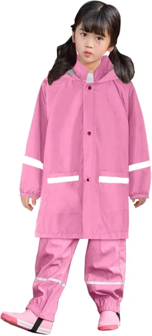 Kids Hooded Raincoat Print Rain Windproof Outwear Reflective Raincoat Trench Coat Pant Hoodies Clothes Waterproof Cloth