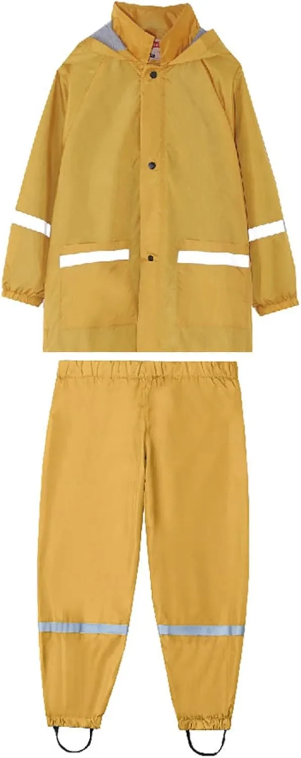 Kids Hooded Raincoat Print Rain Windproof Outwear Reflective Raincoat Trench Coat Pant Waterproof Soccer Gear Clothes