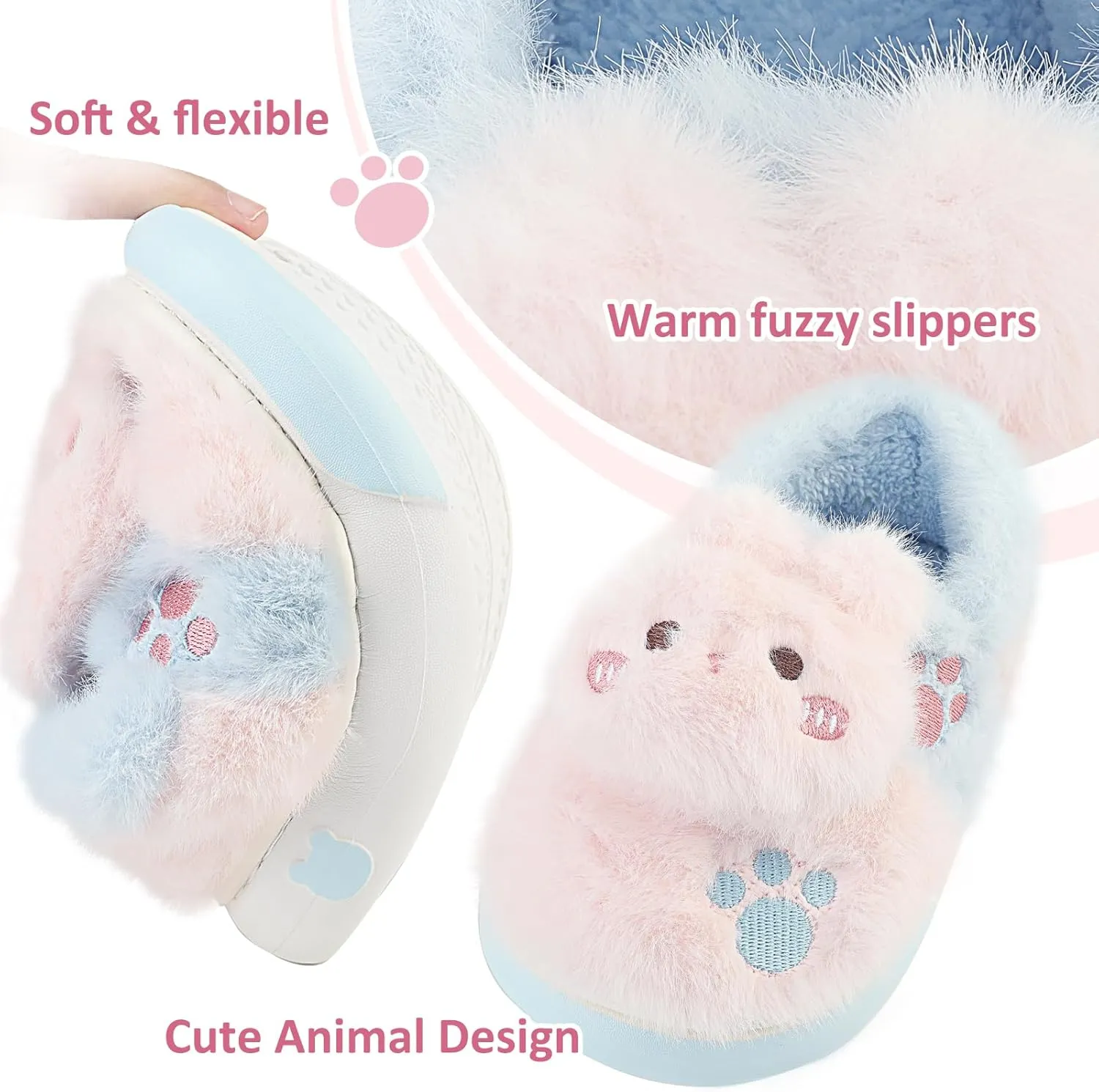 Kids Plush Warm Slippers for Girls Boys Toddlers Winter Fuzzy Indoor House Shoes