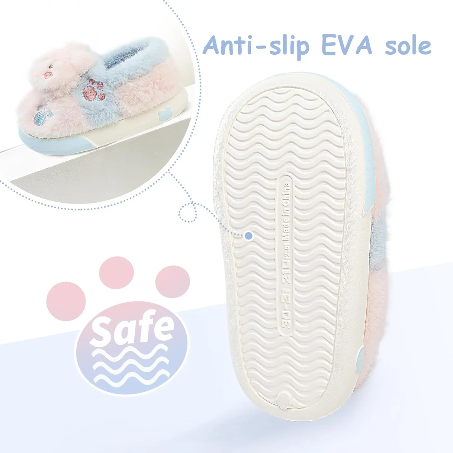 Kids Plush Warm Slippers for Girls Boys Toddlers Winter Fuzzy Indoor House Shoes