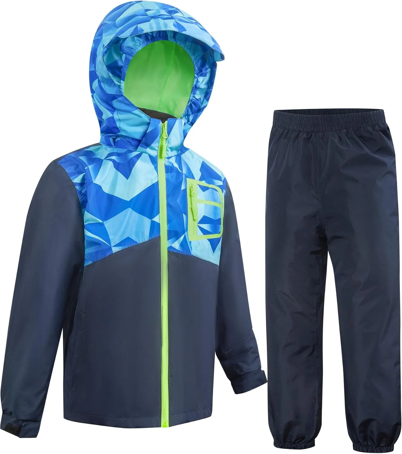 Kids Rain Suit Boys Girls Raincoat Jacket and Pants Set Lightweight Waterproof Windbreakers Rain Gear