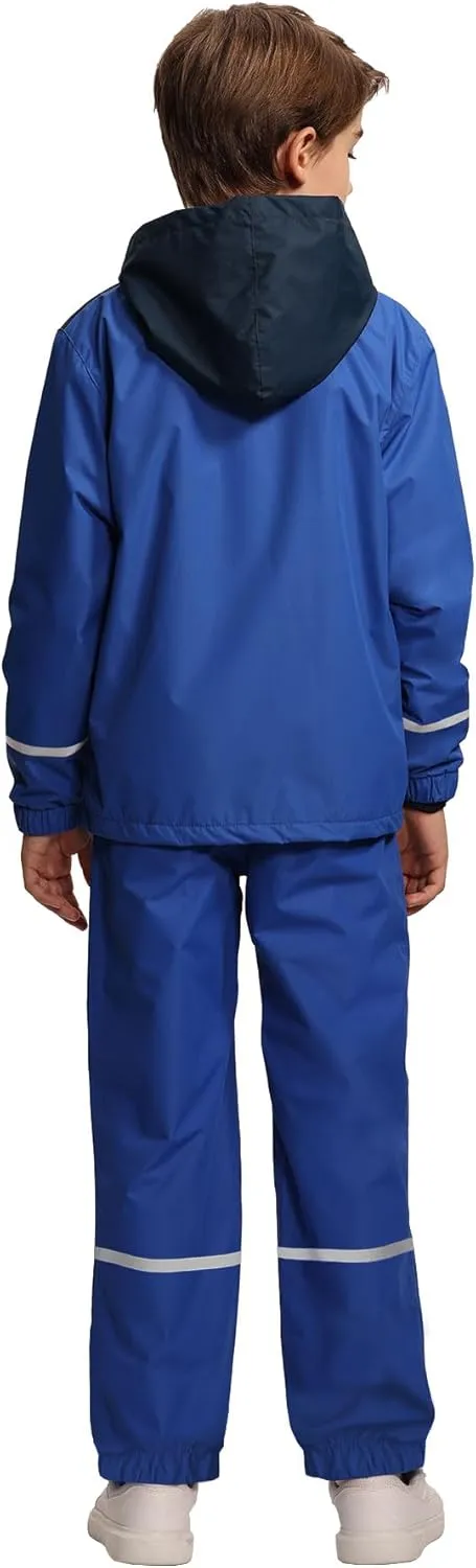 Kids Rain Suit Boys Girls Waterproof Lightweight Raincoat and Pant Rain Gear for Camping Hiking