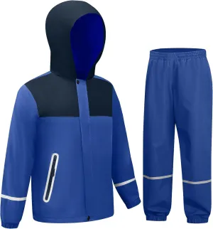 Kids Rain Suit Boys Girls Waterproof Lightweight Raincoat and Pant Rain Gear for Camping Hiking