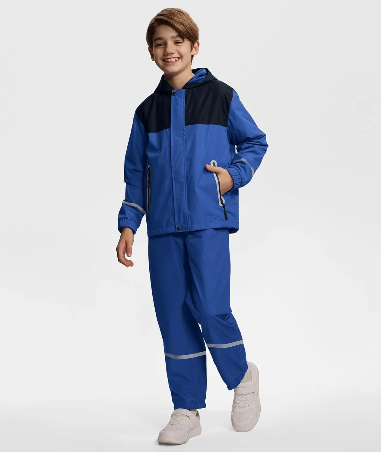 Kids Rain Suit Boys Girls Waterproof Lightweight Raincoat and Pant Rain Gear for Camping Hiking