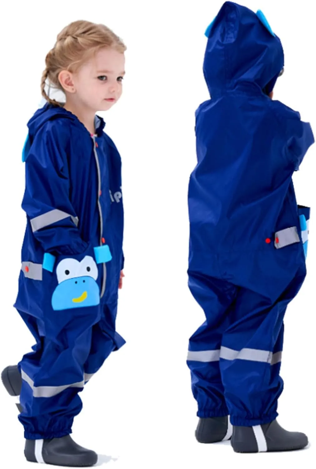 Kids Toddlers Rainsuit Boys Girls One Piece Rain Coat Waterproof Coverall Rain Suit