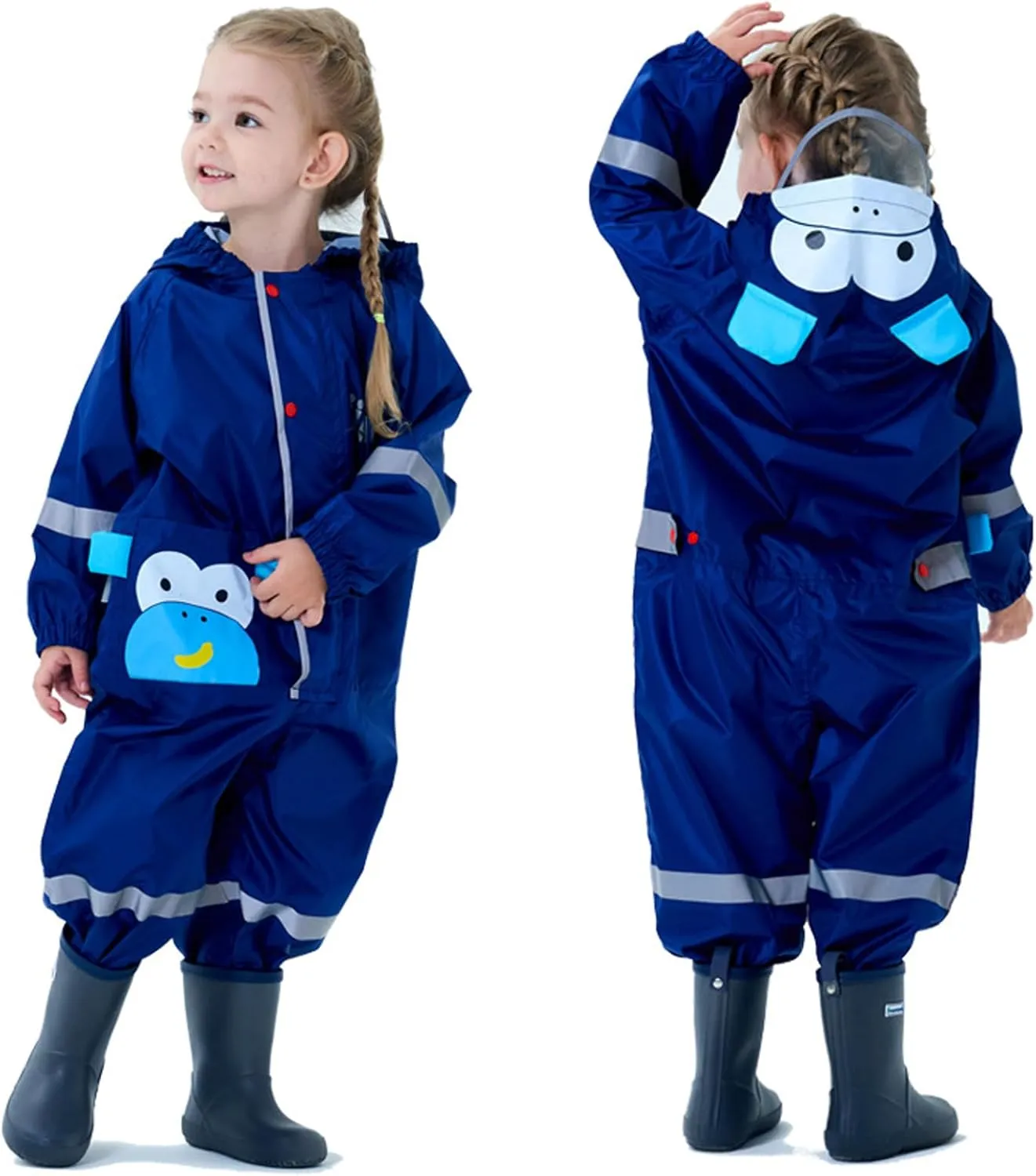 Kids Toddlers Rainsuit Boys Girls One Piece Rain Coat Waterproof Coverall Rain Suit
