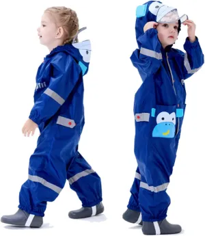 Kids Toddlers Rainsuit Boys Girls One Piece Rain Coat Waterproof Coverall Rain Suit