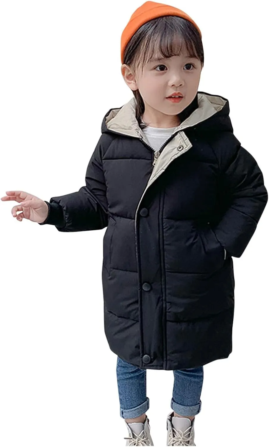 Kids Winter Coat Boys Girls Long Heavyweight Hooded Puffer Jacket Toddler Quilted Bubble Toddler Girl Winter Jacket Set