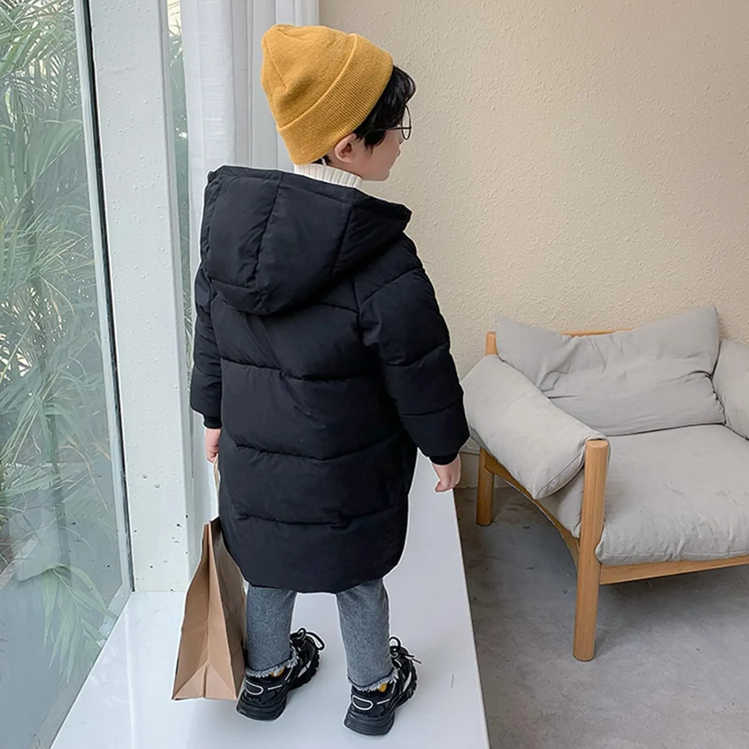 Kids Winter Coat Boys Girls Long Heavyweight Hooded Puffer Jacket Toddler Quilted Bubble Toddler Girl Winter Jacket Set