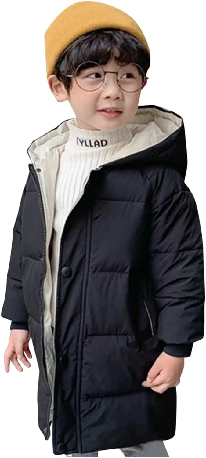 Kids Winter Coat Boys Girls Long Heavyweight Hooded Puffer Jacket Toddler Quilted Bubble Toddler Girl Winter Jacket Set