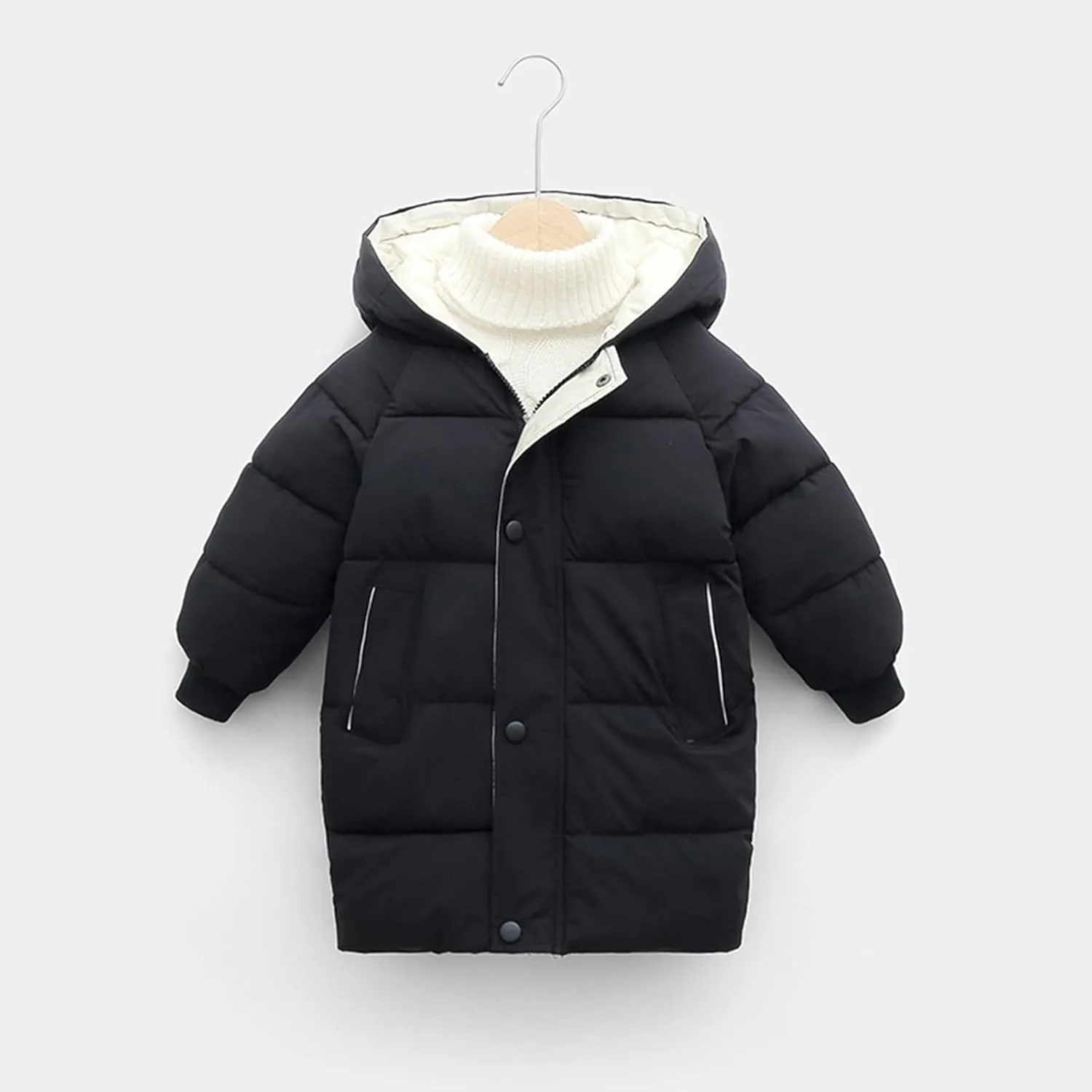 Kids Winter Coat Boys Girls Long Heavyweight Hooded Puffer Jacket Toddler Quilted Bubble Toddler Girl Winter Jacket Set