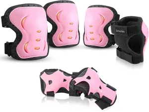 Kids/Adult/Youth Knee and Elbow Pads with Wrist Guards 3 in 1 Protective Gear Set for Skateboarding Cycling BMX Bike Scooter Skating Rollerblading Riding