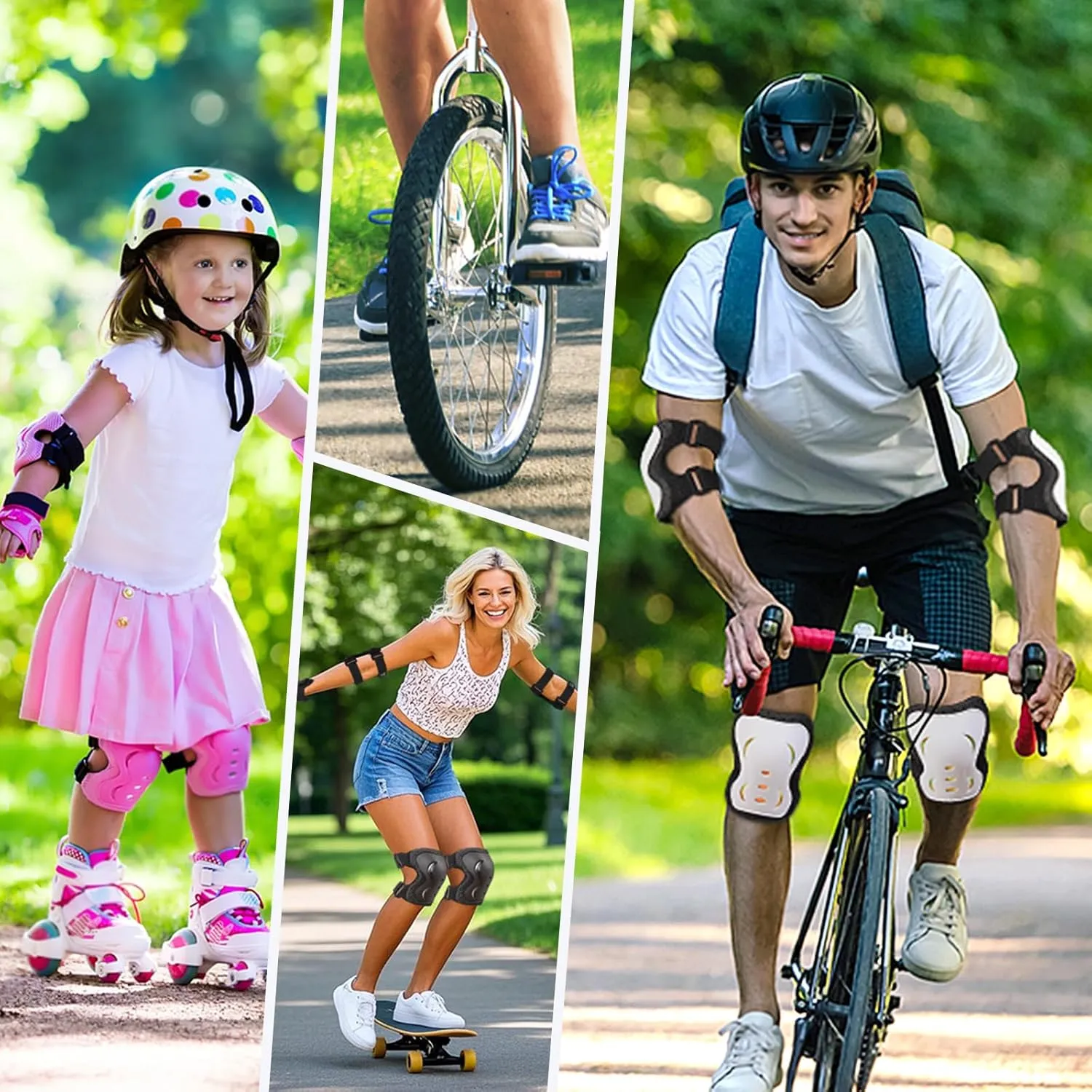 Kids/Adult/Youth Knee and Elbow Pads with Wrist Guards 3 in 1 Protective Gear Set for Skateboarding Cycling BMX Bike Scooter Skating Rollerblading Riding