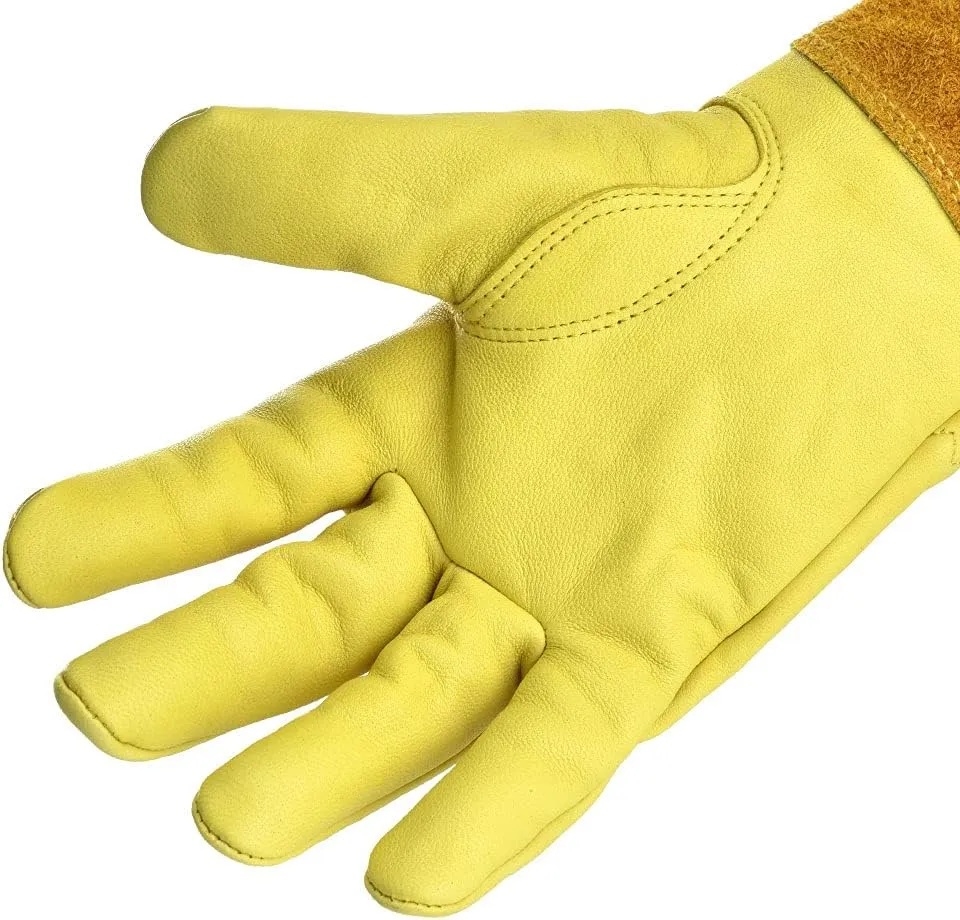 KINDE Gardening Gloves Women/Men - Thorn Proof Cowhide Leather Rose/Blackberry Pruning Long Forearm Protection Gauntlet