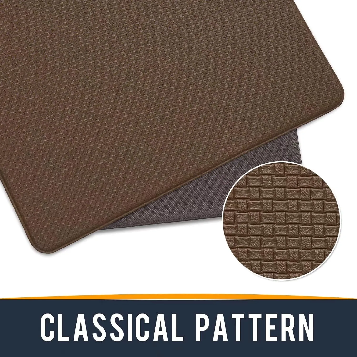 Kitchen Mats for Floor Cushioned Anti Fatigue, 17x95 Long Runner Rug Waterproof, Memory Foam Padded for Standing, Brown